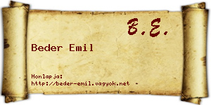 Beder Emil névjegykártya